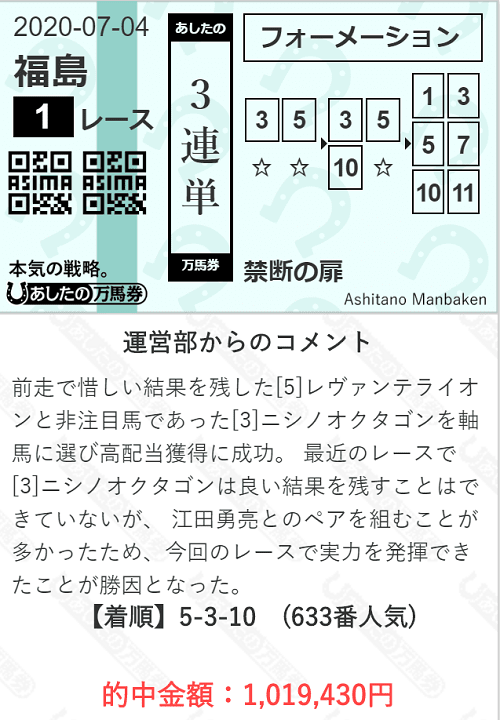 7/5 三連単的中